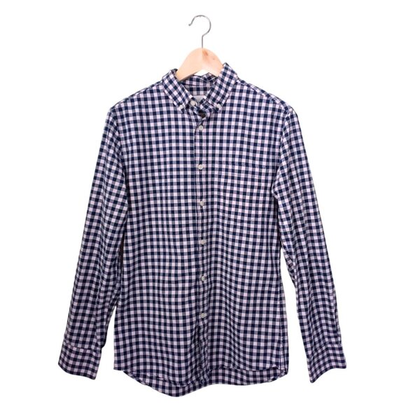 Goodfellow Navy & Pastel Pink Checkered Button-Up Shirt – Men’s Size S - Picture 1 of 9